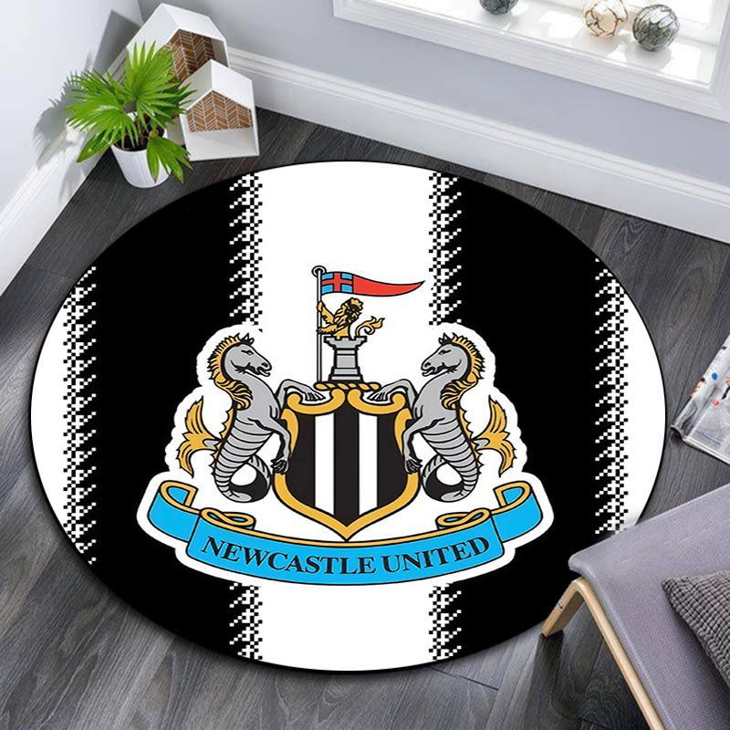 Newcastle United FC Round Area Rug,Carpet Rug for Living Room Bedroom Sofa Playroom Decor,Non-slip Floor Mat