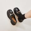 Leather Small Leather Shoes Women's 2025 New Black Mary Jane Single Shoes Platform British Style JK Loafers Women's Flat Bottom