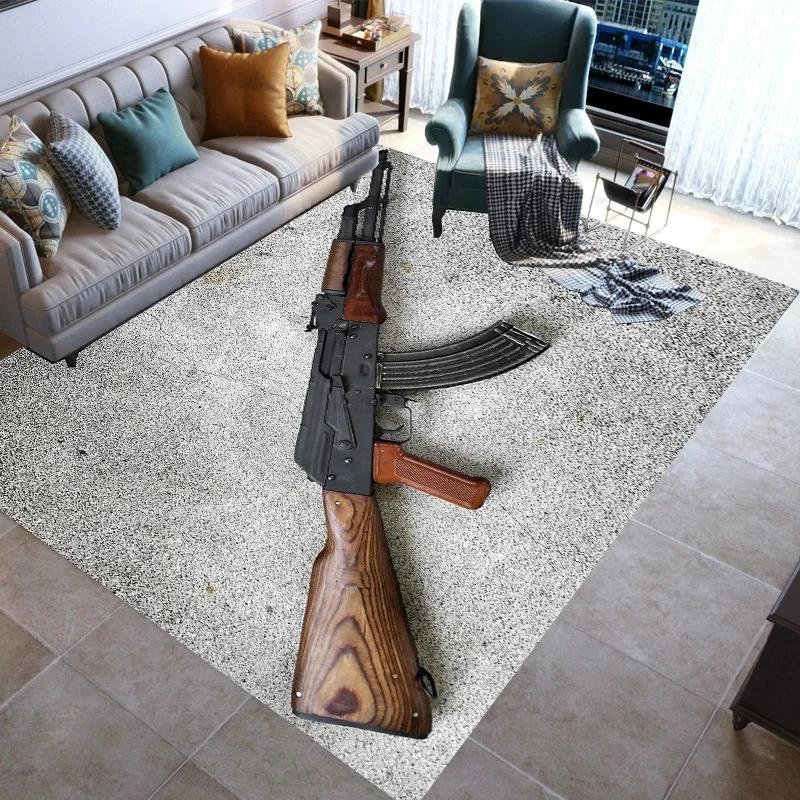 Retro Guns Pistol Ammunition Bullet Cartridge AK M4 Rug Carpet for Living Room Bedroom Decor Non-slip for Sofa Doormat Mat
