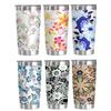 20oz Sunflowers Arabesque Pattern Print Tumbler Vacuum Cup Stainless Steel Insulated Water Bottle with Straw for Hot Cold Drink