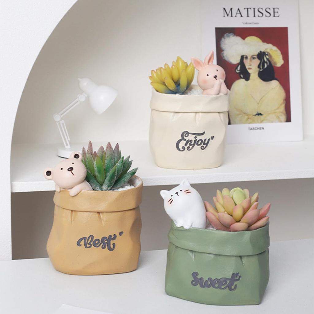 Animal Succulent Pot Pot Planter Mini Cactus Houseplant Planter Container Cute Small Item Holder Animal Flower Pot Flower Pot Interior Decoration