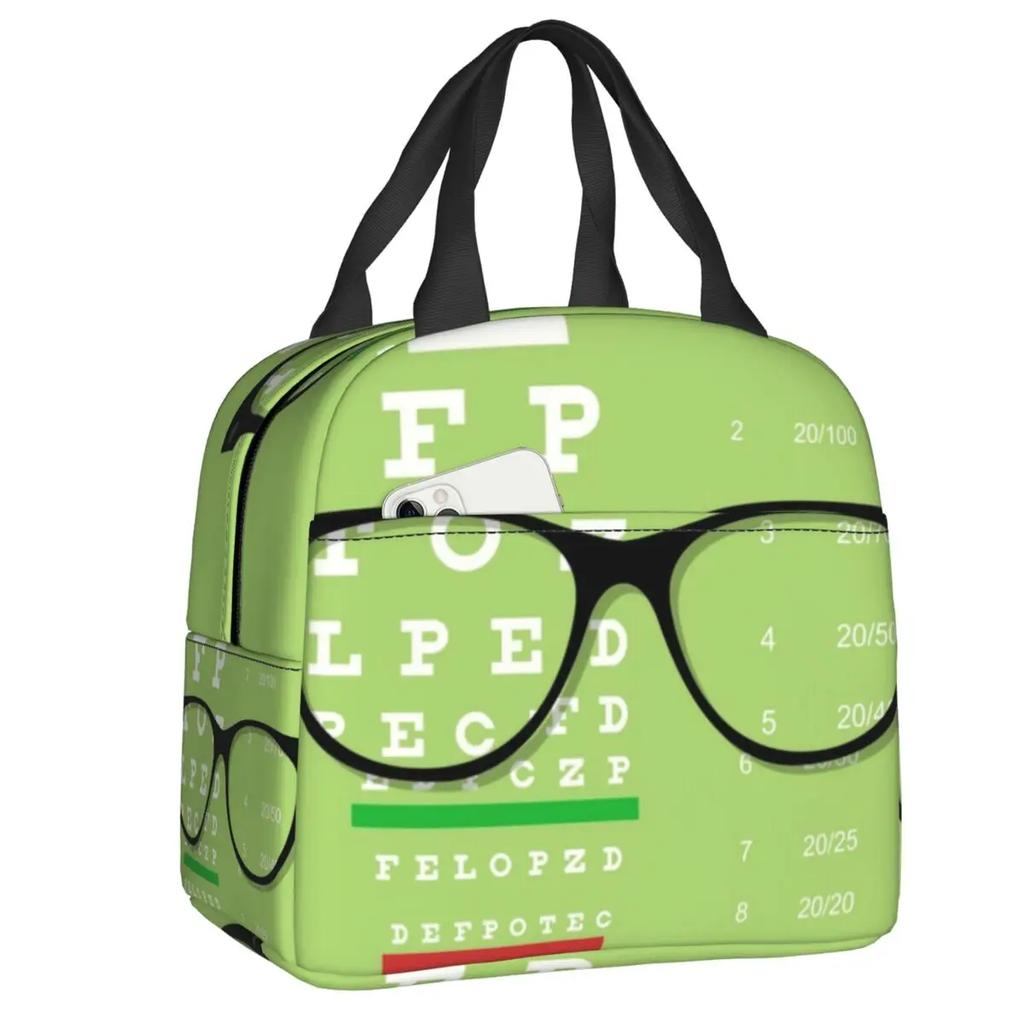 Funny Drummers Eye Chart Thermal Insulated Lunch Bag Women Resuable Lunch Container for School Office Outdoor Storage Food Box