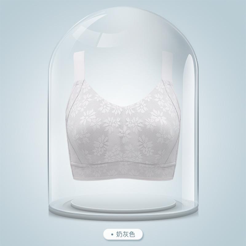Traceless big breasts, small underwear, women's full cup, no steel ring, anti-bumping rabbit ears, thin styles, double breasts, large size bra.