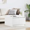White Coffee Table with Drawers 70.5 X 70 X 40 Cm