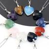 Valentine's Day Crystal Heart Pendant Necklace for Women, Natural Stone & Titanium Steel