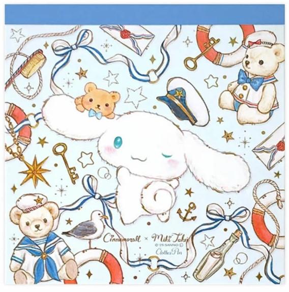 Clothes Pin Sanrio Cinnamoroll Marine Square Memo Pad Made Japan Miki Takei