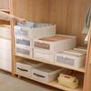 Cotton Linen Wardrobe Organizer Box with Mesh Visibility