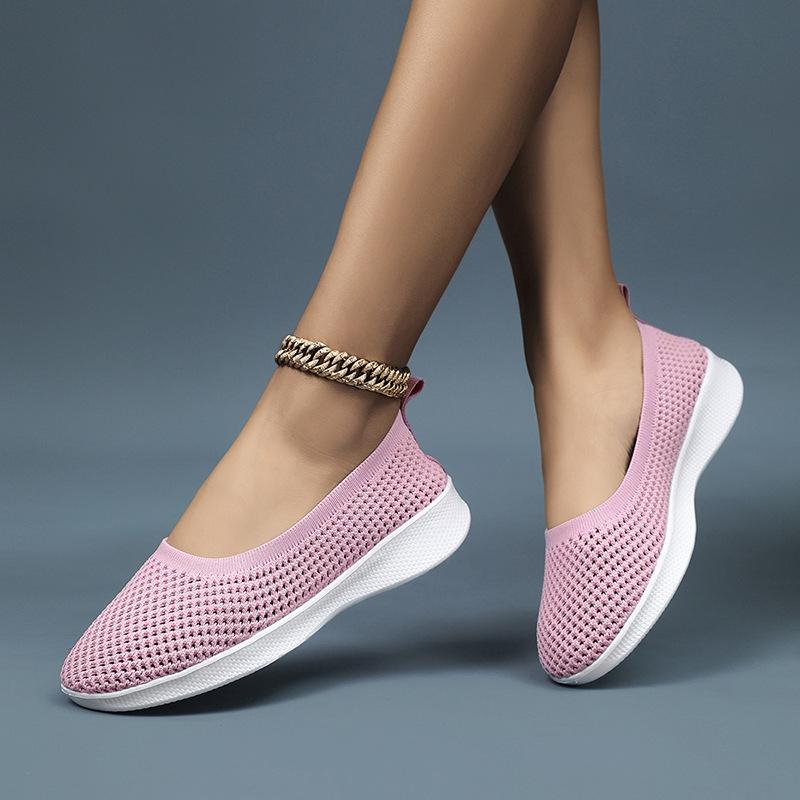 

Новая летняя сетчатая обувь, плоская повседневная женская обувь, дышащая, легкая, с неглубоким вырезом, удобная, большого размера женская обувь 42 розовый