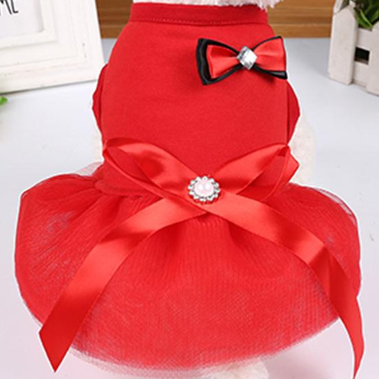 Summer Bowknot Design Party Wedding Dog Puppy Princess Dress Pet Skirt Costume