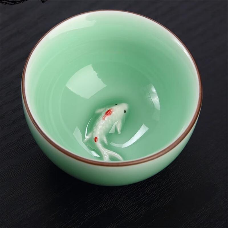 Taozhi Celadon Goldfish Kung Fu Teacups