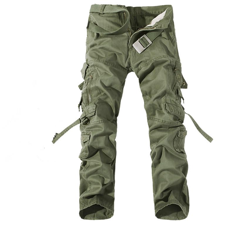 Kargo Pantolon Erkek Moda Rahat Pantolon Çok Cepli Düz Askeri Pantolon