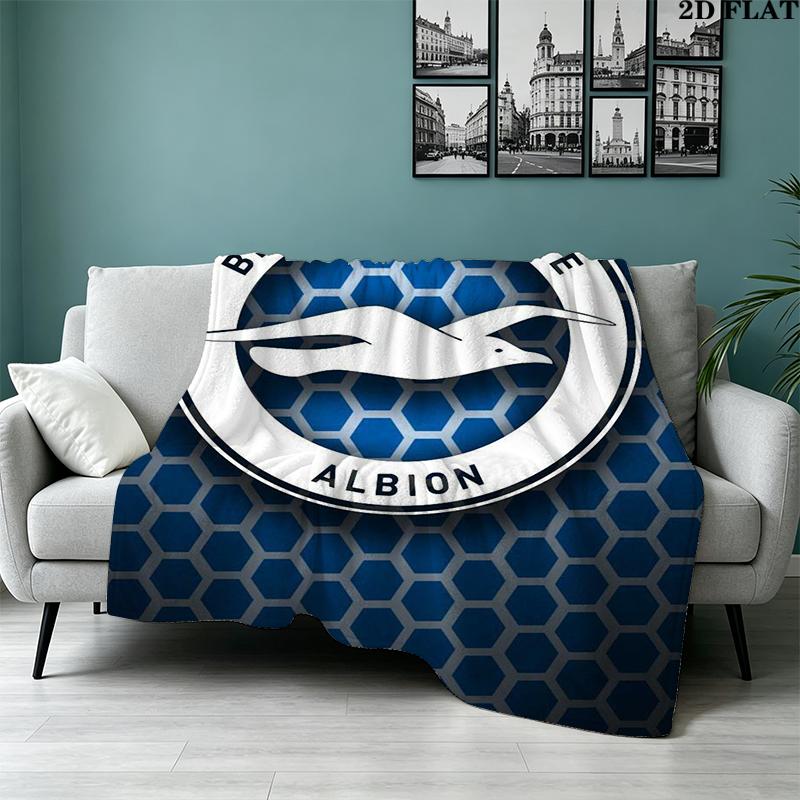 Brighton & Hove Albion FC Print Flannel Blanket High Quality Warm Comfortable Cover for All Seasons Perfect for Gifts Home Decor