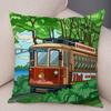 Pillowcase Happy Camper Cartoon House Travel Car Cushion Cover Sofa Home Super Soft