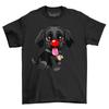 Cute Black Dog Red Nose Novelty Funny T-Shirt Mens Womens Tees Top Adults and Comedy Tee Shirt