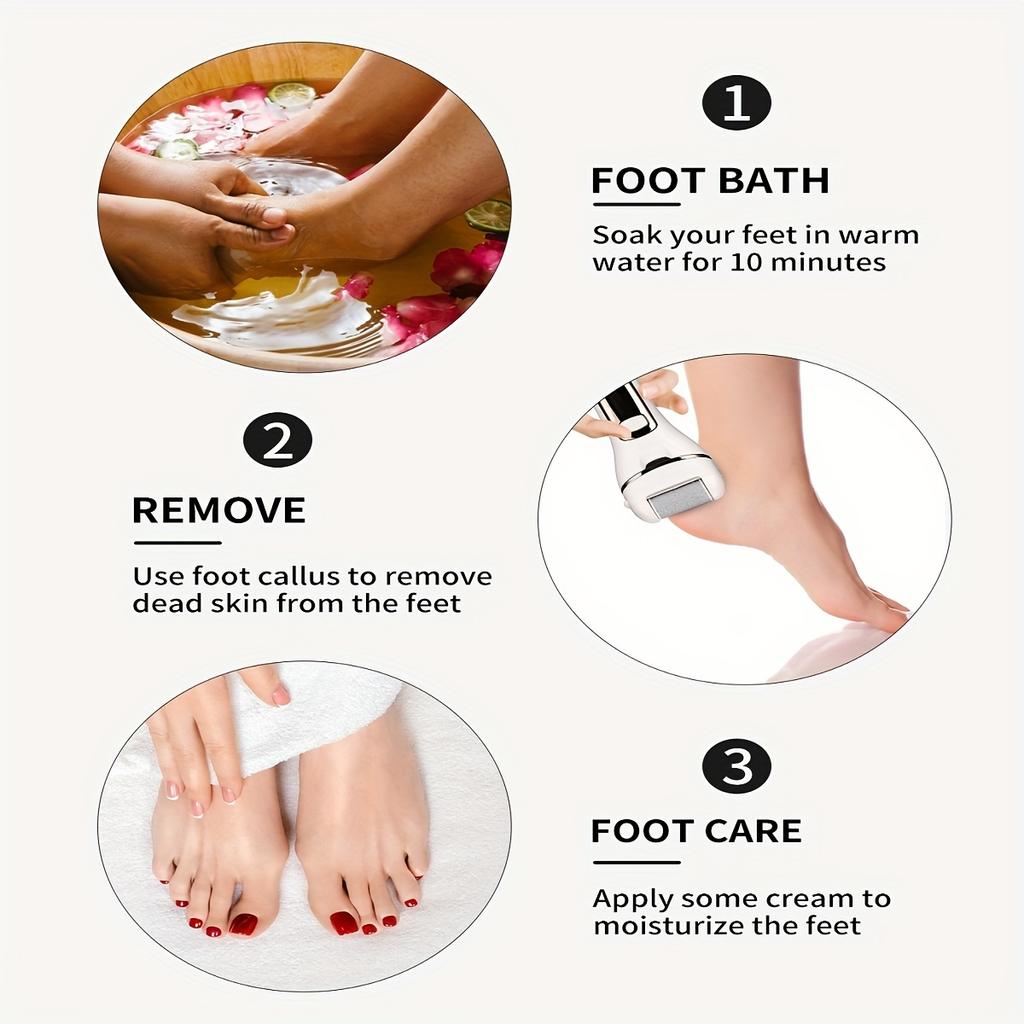 Electric Callus Remover, Rechargeable Callus Remover with 3 Replacement Rollers, Waterproof Callus File, Foot Care, 2 Speeds
