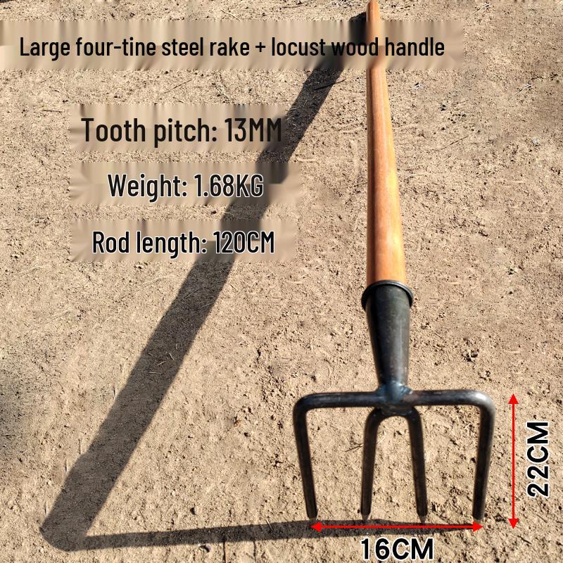Multi-Tooth Steel Rake for Clamming, Soil Cultivation, Sweet Potato & Peanut Digging, Weeding, and Household Use