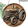 2D Flat Country Life Round Sign with A Size of 7.8 X 7.8 Inches, Showing Agricultural Equipment and A Retro Tractor.This Country-style Metal Wall Is