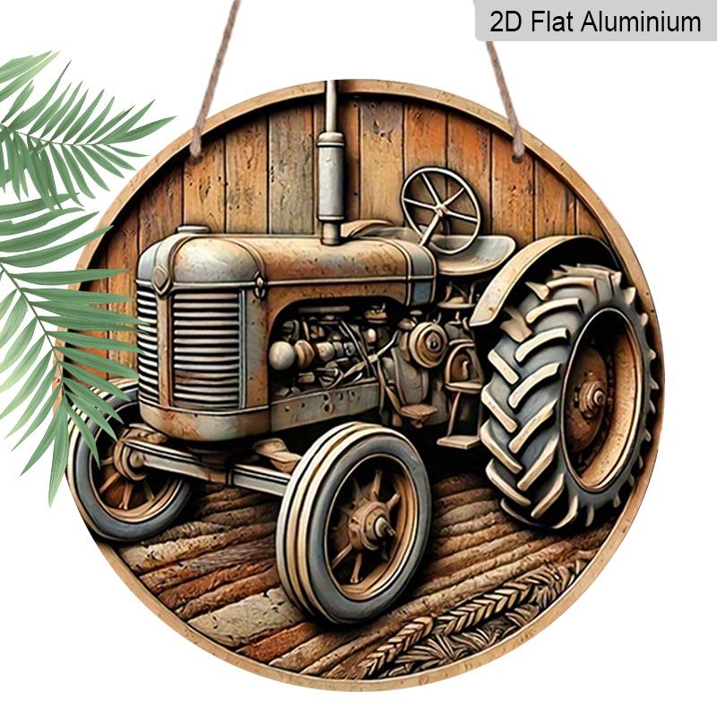 

2D Flat Country Life Round Sign with A Size of 7.8 X 7.8 Inches, Showing Agricultural Equipment and A Retro Tractor.This Country-style Metal Wall Is 1pc