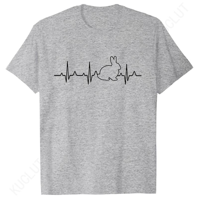 Bunny Heartbeat Shirts for Women Unisex Bunny Fashion Casual Tshirts Rabbit Cartoon Shirt Pet Rabbit Animal Lover Gift Tshirt Tops
