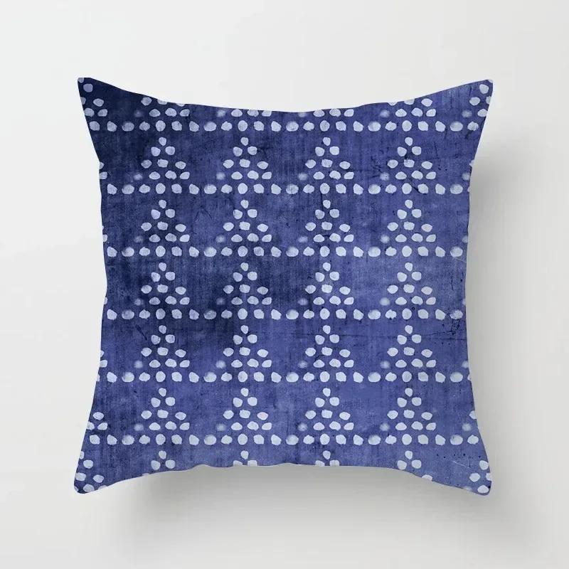 Blue Marine Life Print Pattern Cushion Cover Car Living Room Sofa Cushion Cover Luxury Home Decoration Pillow Cover