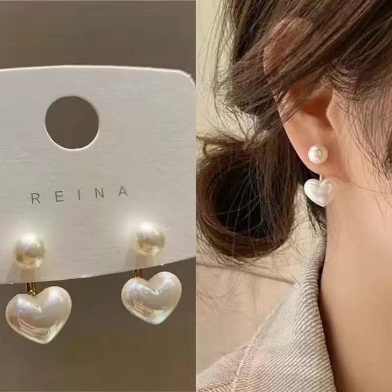 Pearl Earrings for Women, Heart Stud Earrings Elegant Love Ear Stud Party Wedding Jewelry Valantine Day Gifts