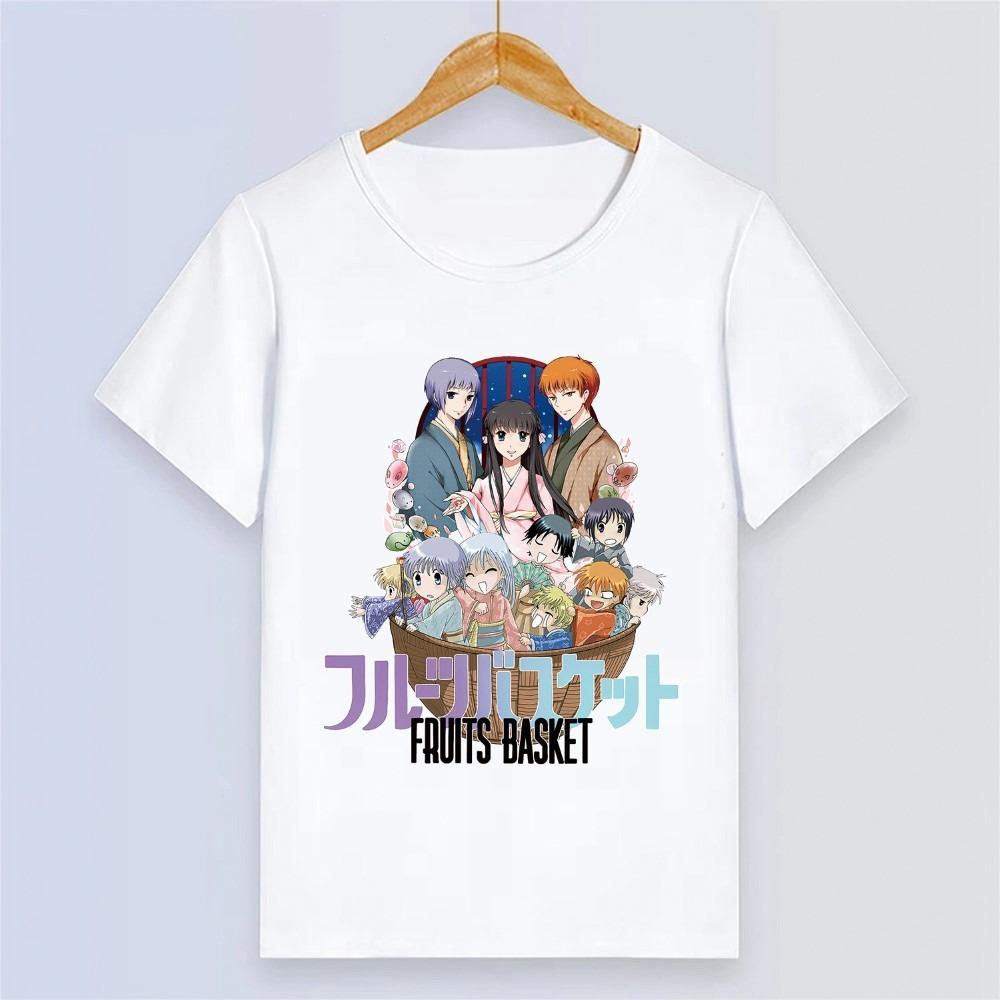 Fruits Basket Shirt Vintage Washed Unisex Oversized Anime Streetwear Soft Cotton Short Sleeve Tee Gift Clothing Tops Hot Sale