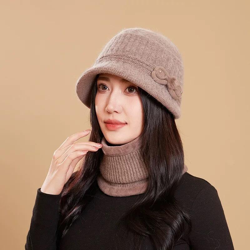 Bucket Hat Autumn Hat Ladies Winter Warm Wool Hat Basin Hat
