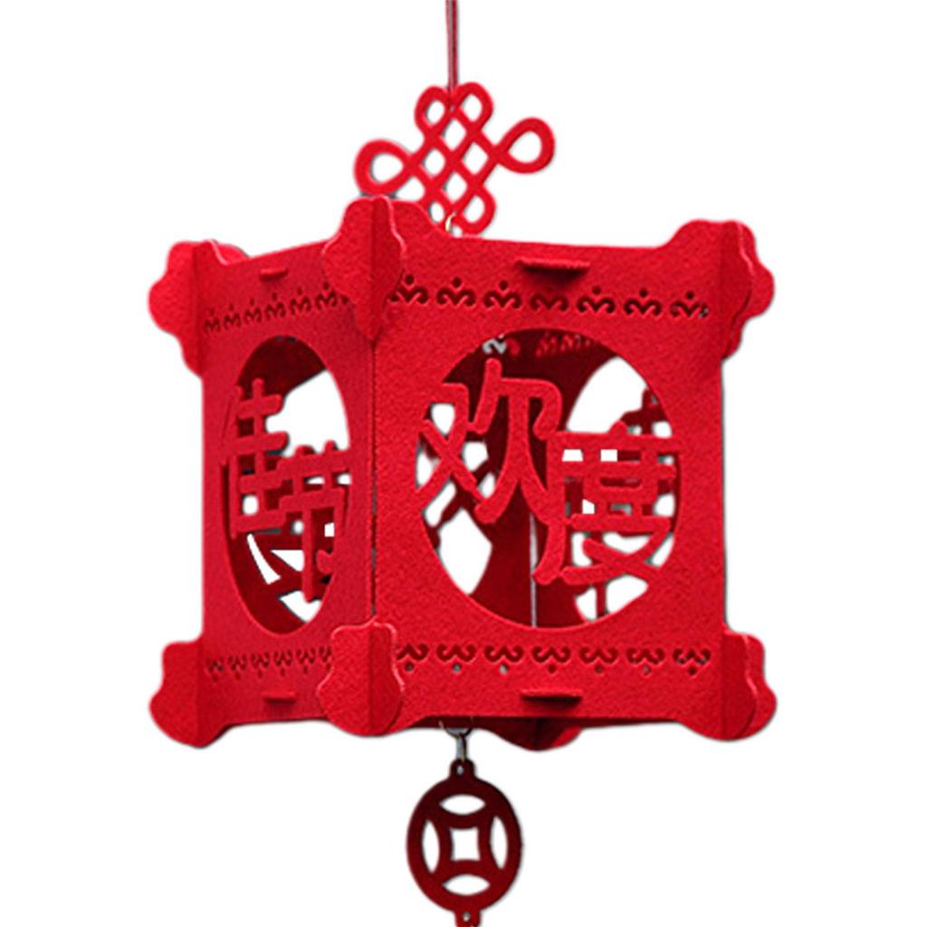 Chinese Lantern Decorative Lucky Cube 3D Chinese New Year Lantern Felt for Celebration Indoor Outdoor Wedding Home Decor