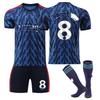 Teens Kids Adults Football Kits Sport Training Jersey Set with Socks 25/26 Arsenal Away #8 Ødegaard