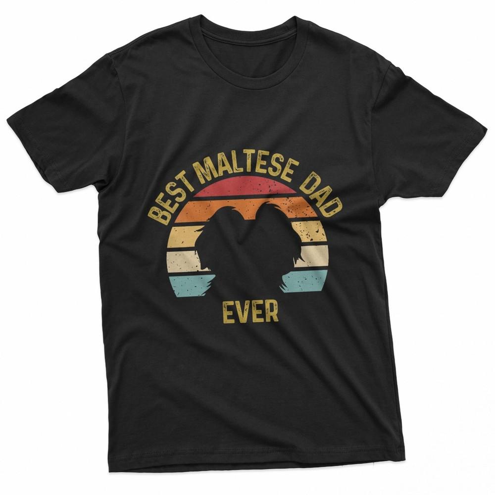 Vintage Maltese Dad Owner Design Funny Maltese Dog Lovers TShirt Unisex T-Shirt L