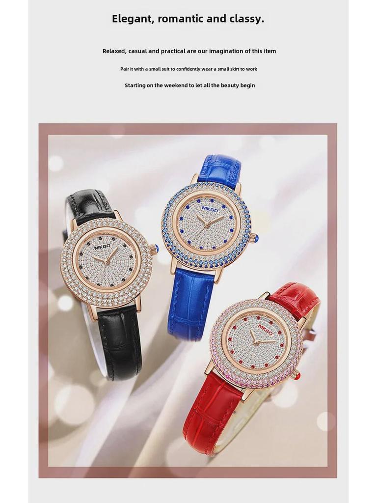 MKGO Moxiagao Women's Luxury Diamond Dial Fashion Watch with Elegant Diamond Strap