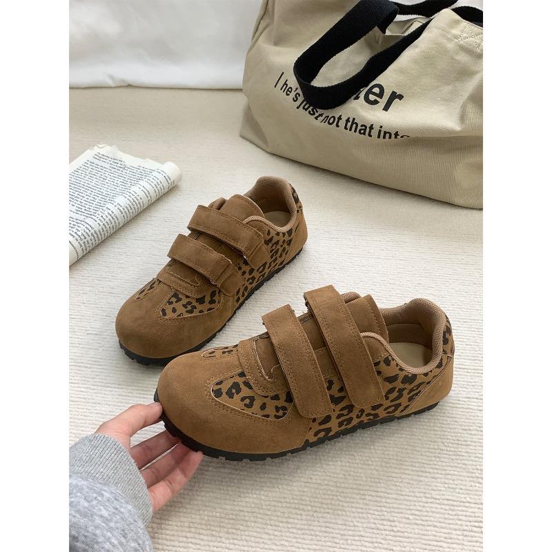 Autumn new leopard print casual shoes women's Velcro ugly cute big head shoes 3123