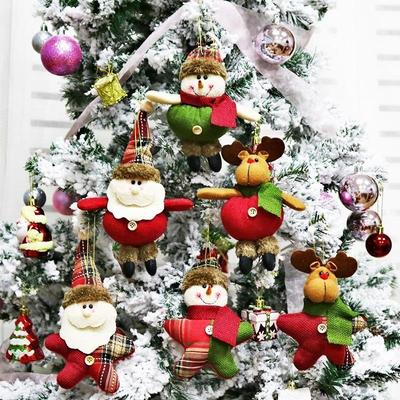 Santa Claus Snowman Elk Decorations Christmas Gifts Small Pendants Plush Dolls Home Christmas Decor Christmas Tree Pendants
