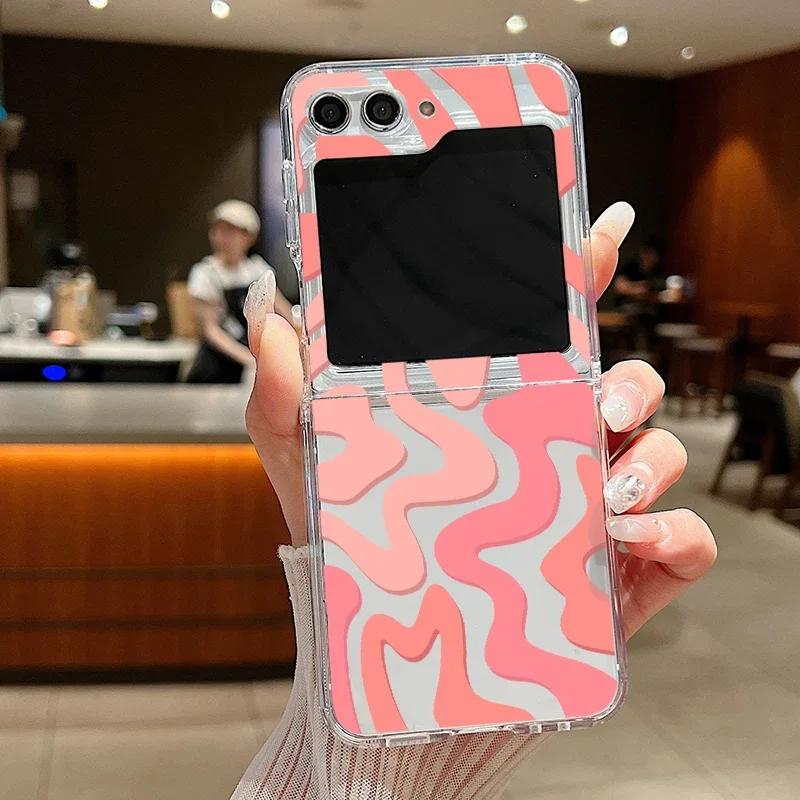 

Cute Colored Striped Phone Case For Samsung Galaxy Z Flip 6 7 ZFlip 5 Shockproof Cover for Samsung Z Flip 4 Z Flip3 Shell Fundas Samsung Z Flip7