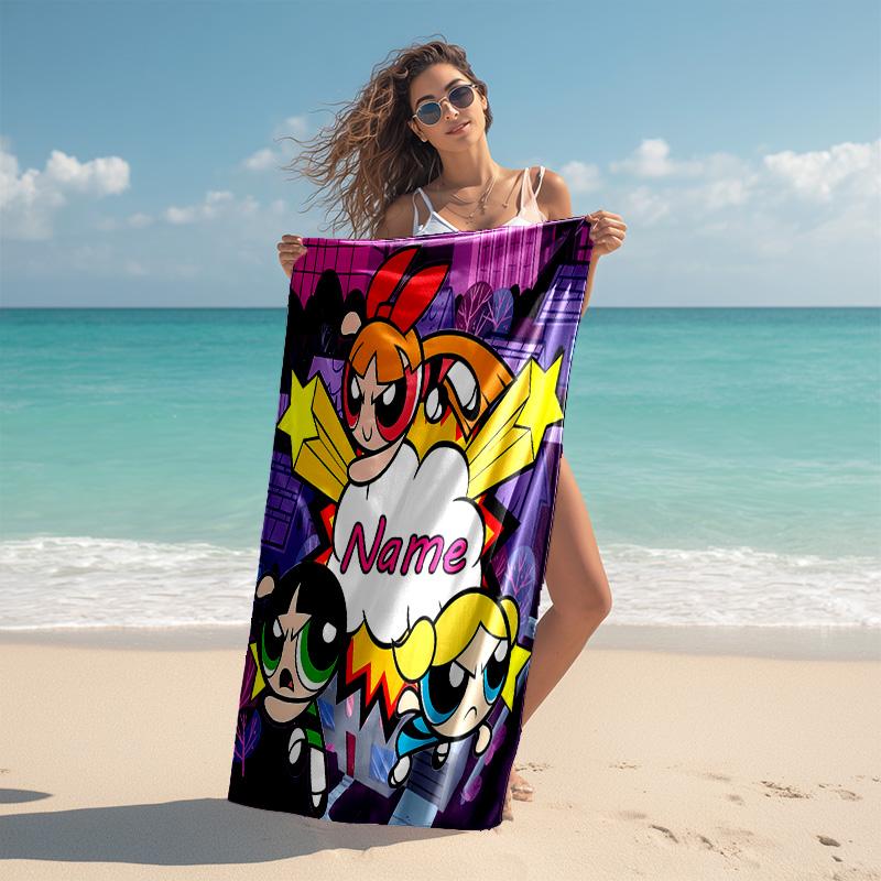 Personalized customized proof beach towel with The Powerpuff Girls pattern - soft, absorbent,quick-drying,perfect swimming,camping&bathing