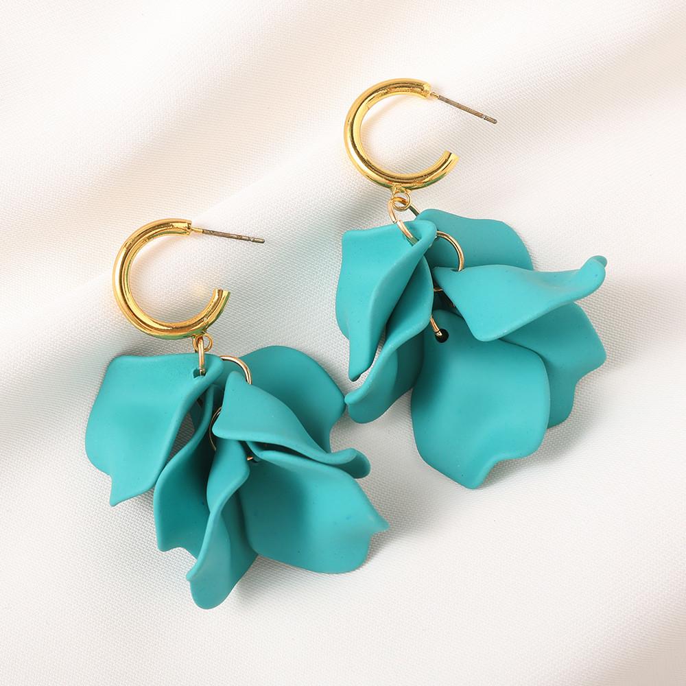 Pinkdudu Modische Rosenblütenblatt-Hängeohrringe Harz Perlmuttglanz Blumenohrringe Damen Schmuck PD2386