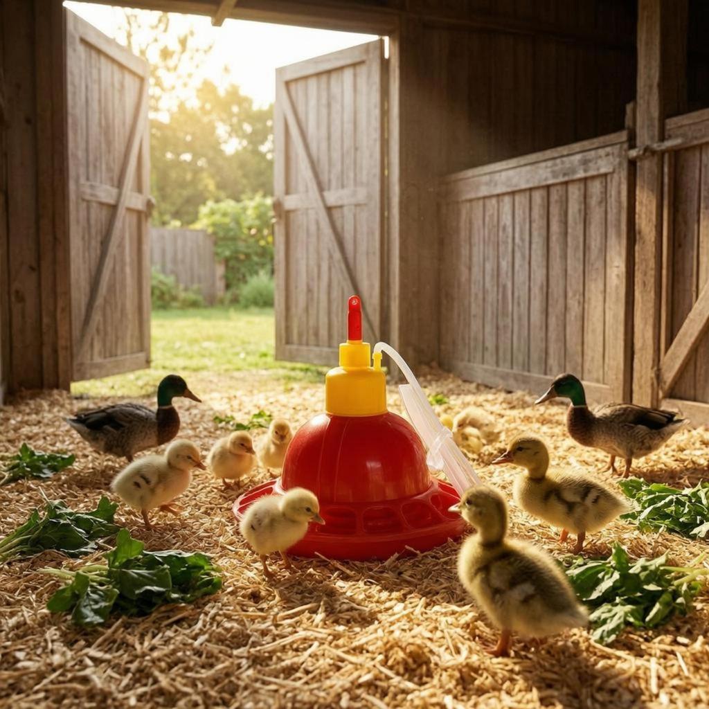 Avian Waterer Multiple Drinking Openings Drinker Red and Yellow Chicken for Chicks