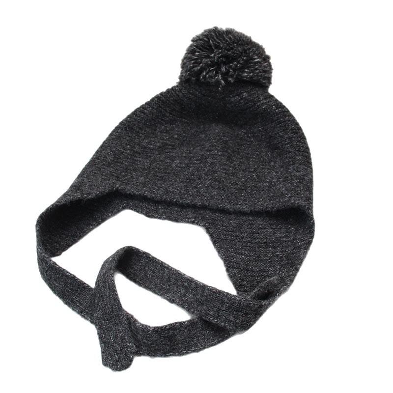 Cute hairball lace-up ear hat retro knitted wool hat autumn and winter outdoor cold-proof face little Lei Feng hat