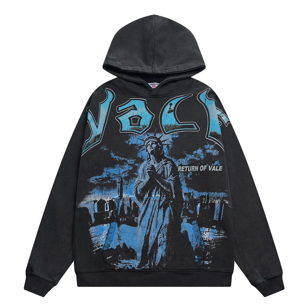 

V119 Vale Forever Valley Statue of Liberty Hoodie Men s and Women s Wash Water to Make High-quality Pure Cotton Hoodies and Sweatshirts XL
