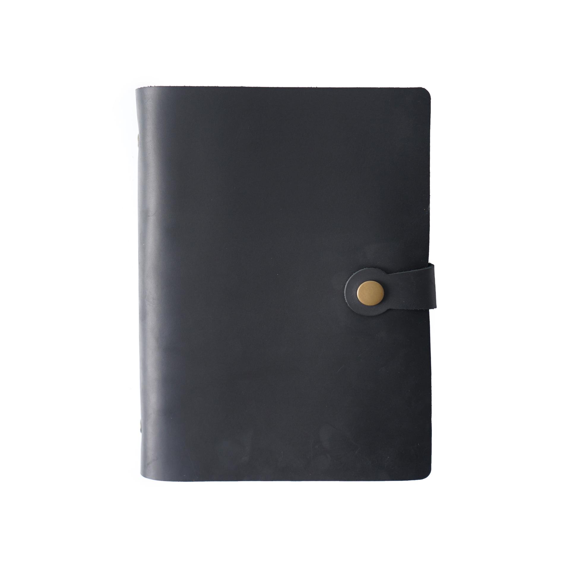 

A5 Retro Crazy Horse Leather Loose-leaf Business Notebook with Four Buttons Kraft paper 96 sheets чёрный