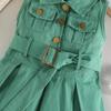 Girls' Solid Color Sleeveless Belted Dress