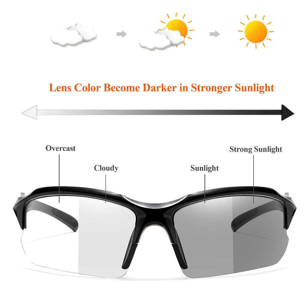 Photochromic Fishing Sunglasses Grey Sunlight To Grey for Men And Women Outdoor Sports MTB Bike Running Cycling Goggles
