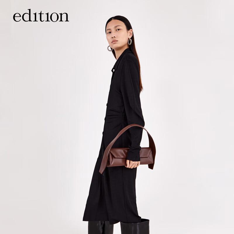 

Women s Pleated Polo Collar Midi Dress S 160