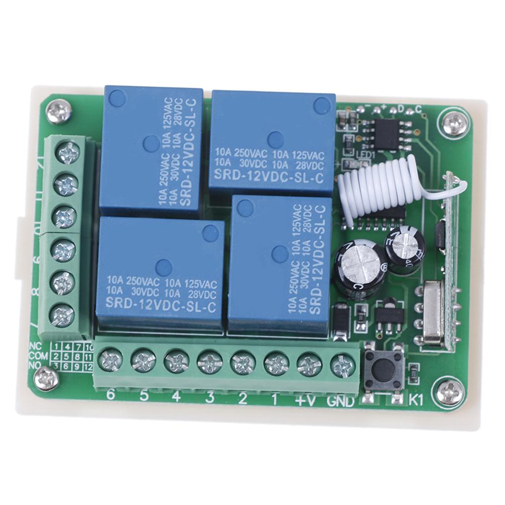 

Dc 12V 10A 433Mhz 4Ch Wireless Relay Rf Remote Control Switch Receiver One Size