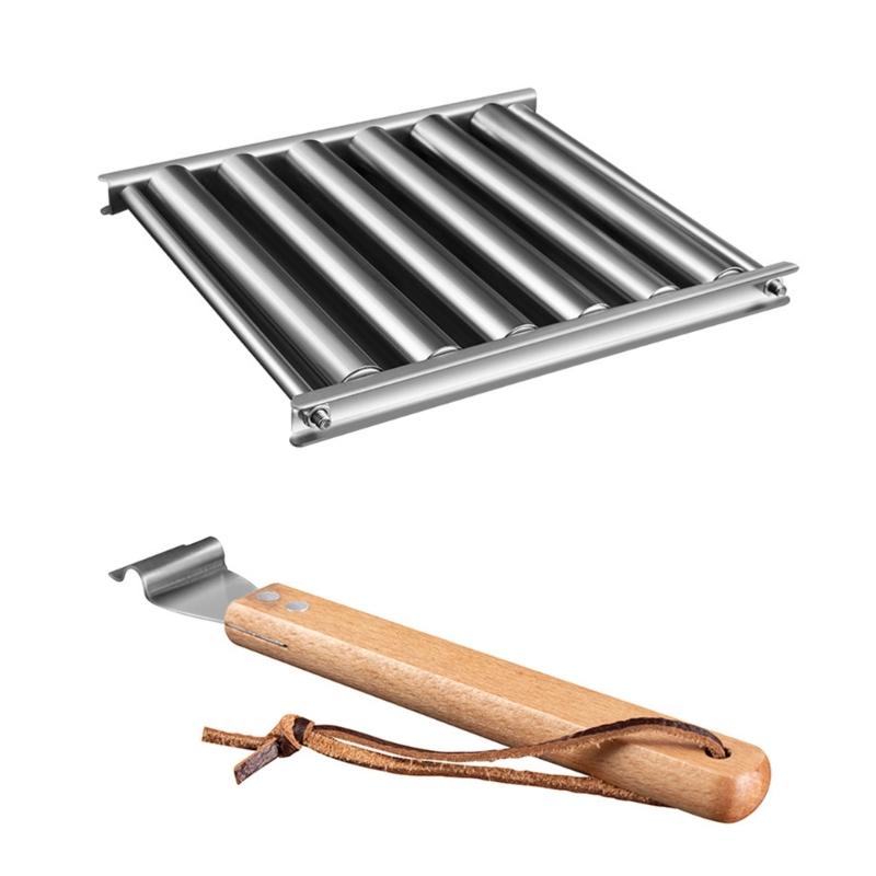 Stainless Steels Hot Dog Roller Sausage Roller BBQ Sausage Roller Rack Anti Scald Barbecue Sausage Roller 6 Roller