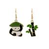 Fun Cartoon Asymmetrical Oil Drop Earrings, Guochao Panda Animal Fruit Earrings, Cute Mushroom Leaf Earrings