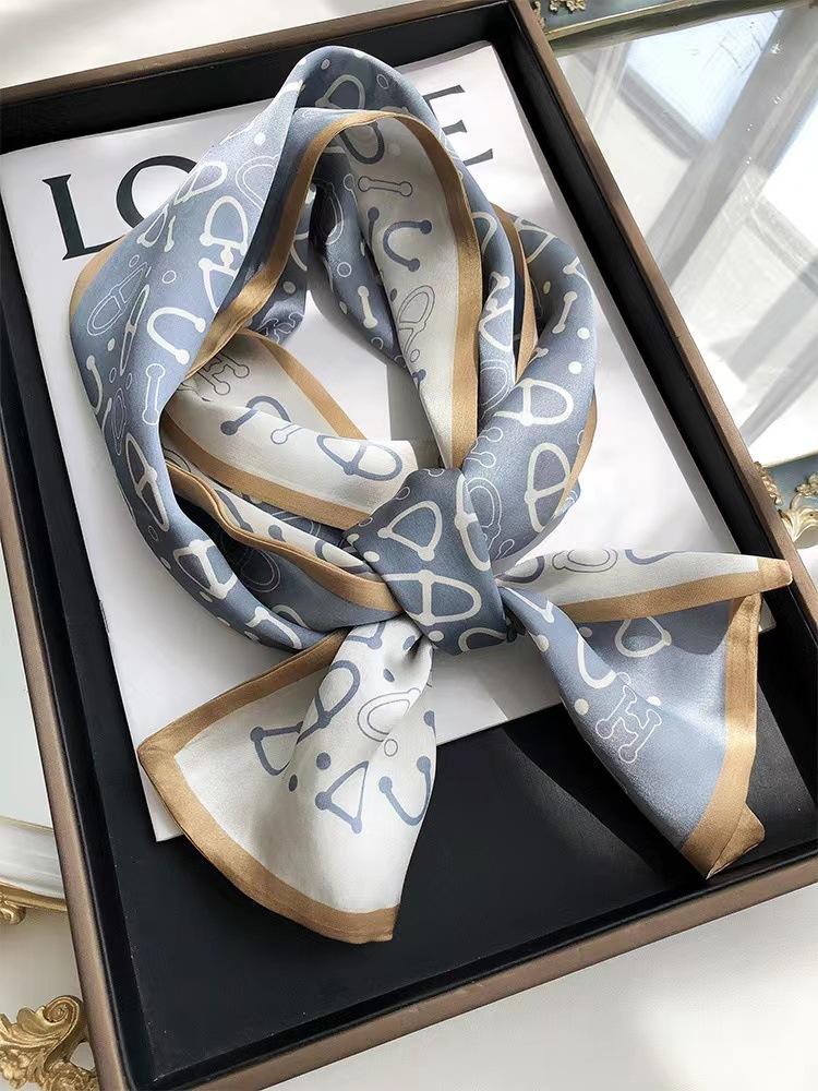 Blue Print In Memory! Intellectual Retro Mulberry Silk Silk Scarf Women'S Long Double-Layer Double-Sided Silk Scarf Streamer