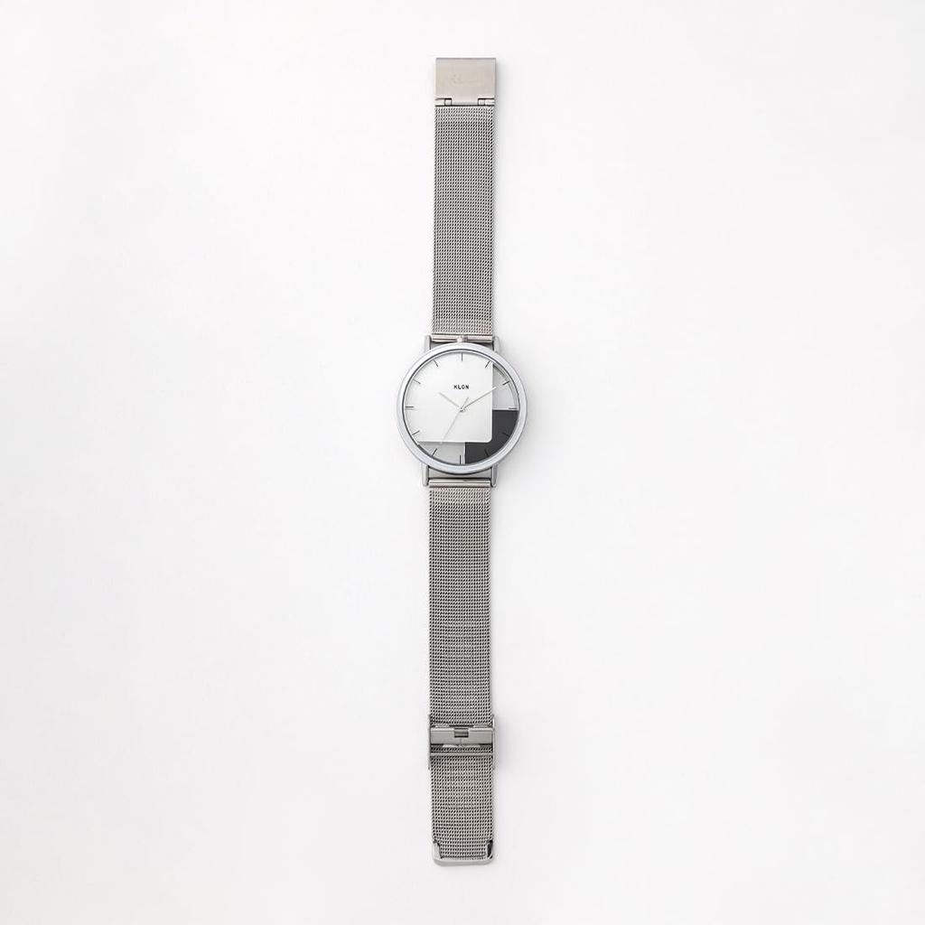 Klon Skeleton and Simple Replacement KLON INVISIBLE OVERLAPPING TILES 38mm Watch, Clear, Men's Women's, Strap, SILVER,