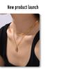 Colorful Oval Shell Pendant Necklace In Gold Plated Titanium Steel