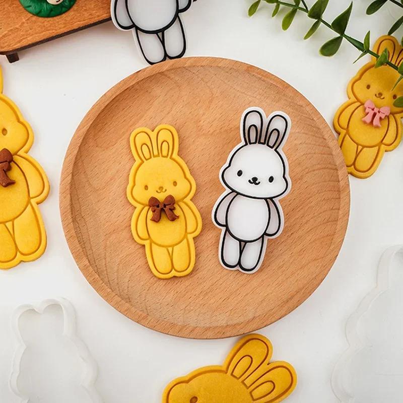 New Easter Themed Biscuit Cutter Mould Cartoon Rabbit Cat Bear Cookie Embossing Stamps Mold Baking Fondant Cake Decorating Tools